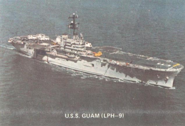 US Navy USS Guam LPH-9 Self Adhesive Metal Emblem With Enamel Finish 3 1/8" 